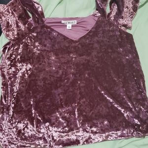 Pink/purple  velour shirt  off the shoulder